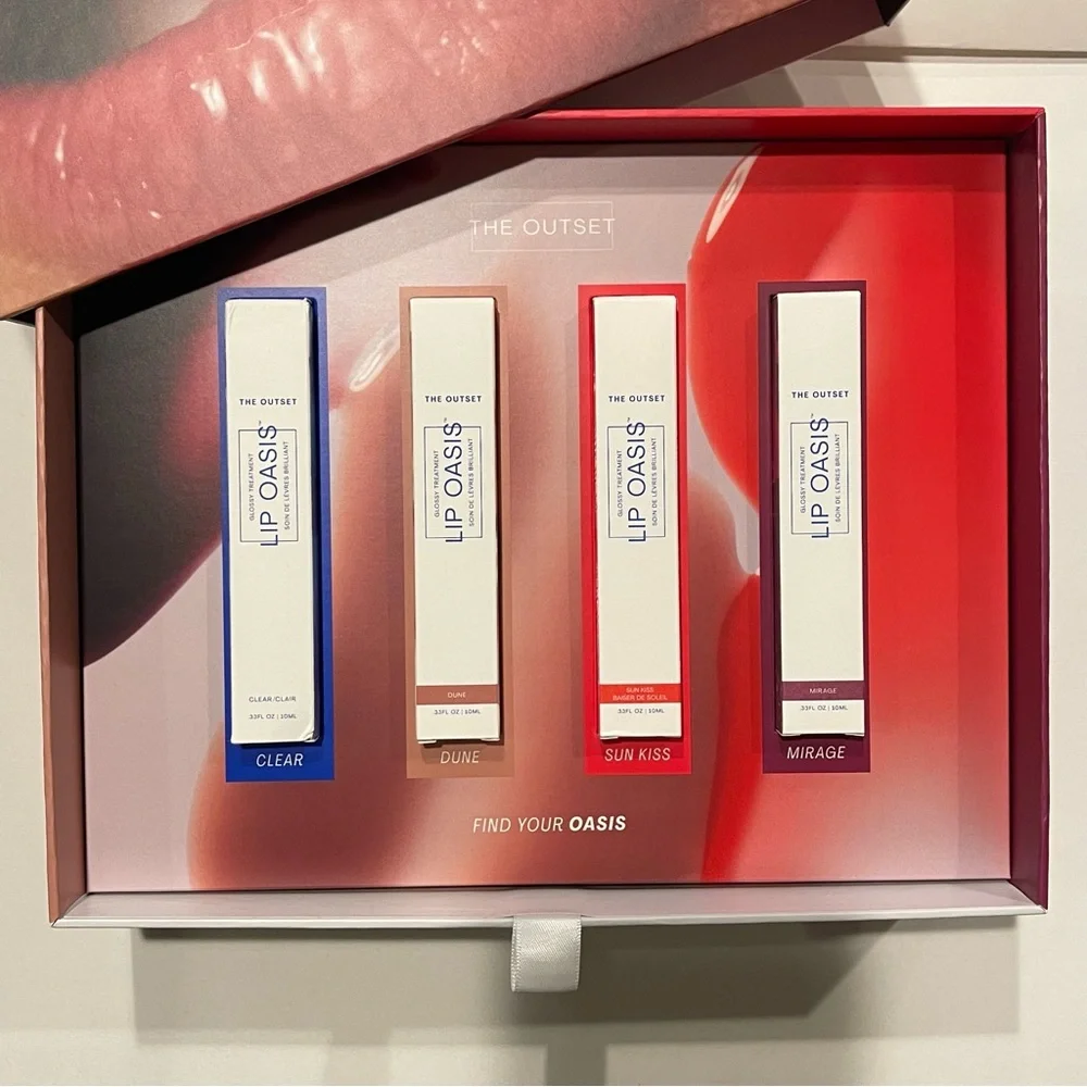 Lip Oasis Hydrating Lip Glossy Treatment Set — Clear, Dune, Sun Kiss, Mirage